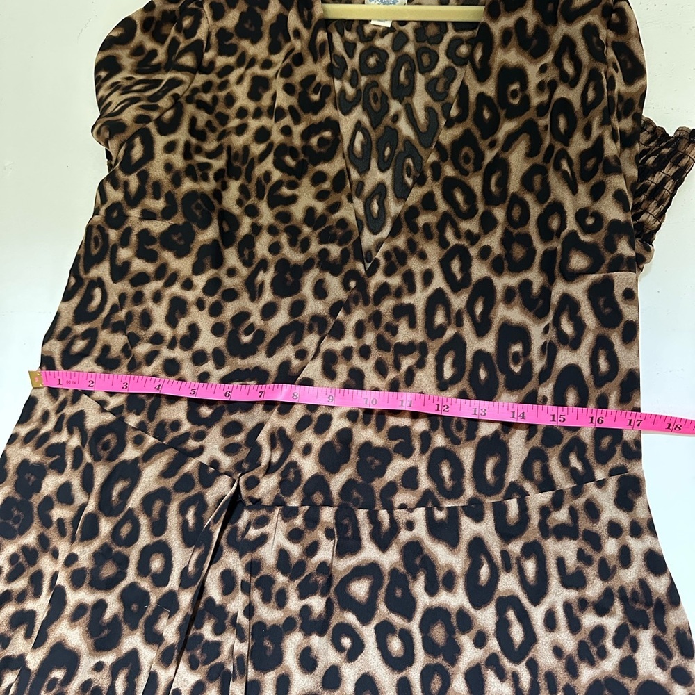 Blue Rain Leopard print Lined Wrap Dress Size Large - Picture 10 of 14